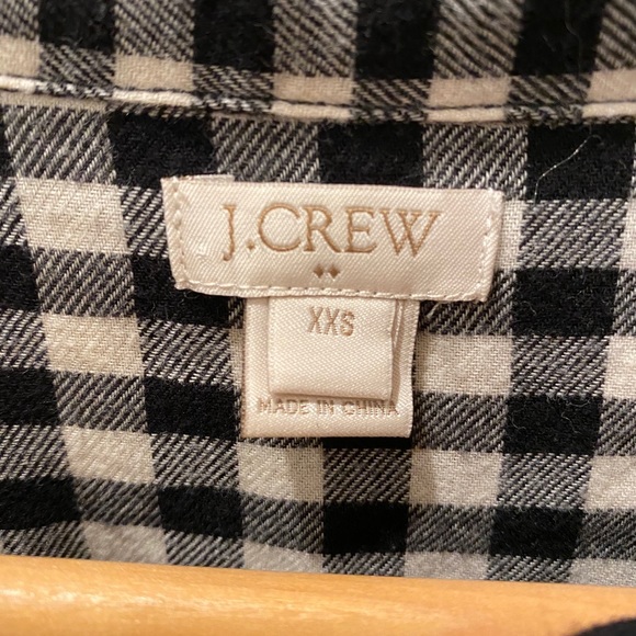 J Crew Black White Flannel Shirt Dress Plaid XXS - Picture 6 of 8